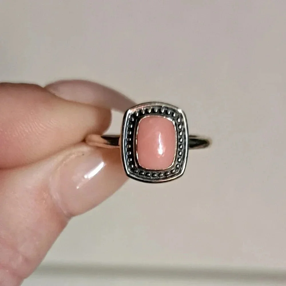 Oregon Peach Opal Solitaire Ring In 925 Sterling Silver